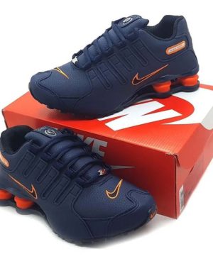 Tênis Nike Shox NZ 4 molas – Azul Marinho / Laranja
